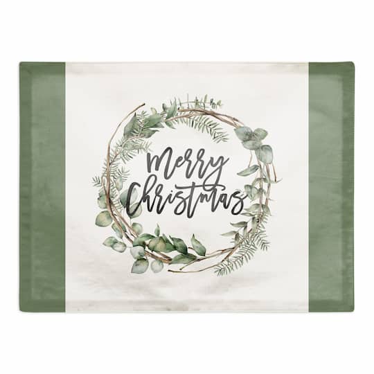 Merry Christmas Wreath Poly Twill Placemat